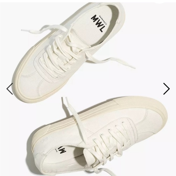 Madewell Sidewalk Low-Top Sneakers in (Re)sourced Canvas in White Size 9 NEW - Picture 1 of 7